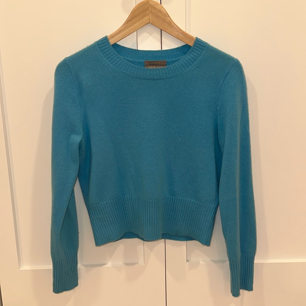 J.Crew Cashmere Cropped Fit Sweater - bright blue